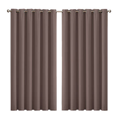 3 Layers Eyelet Blockout Curtains 240x230cm Taupe