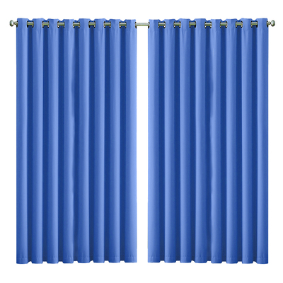2x Blockout Curtains Panels 3 Layers Blue