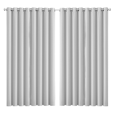 2x Blockout Curtains Panels 3 Layers Grey