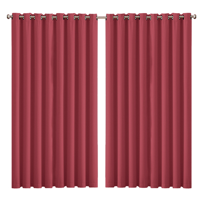 2x Blockout Curtains Panels 3 Layers Burgundy