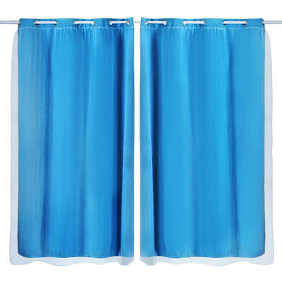2x Blockout Curtains Panels 3 Layers with Gauze Room Darkening 140x160cm Aqua