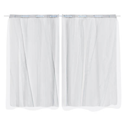 2x Blockout Curtains Panels 3 Layers with Gauze Room Darkening 140x160cm Grey
