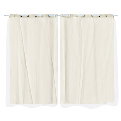 2x Blockout Curtains Panels 3 Layers with Gauze Room Darkening 140x230cm Sand