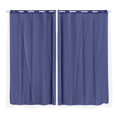 2x Blockout Curtains Panels 3 Layers with Gauze Room Darkening 180x213cm Navy