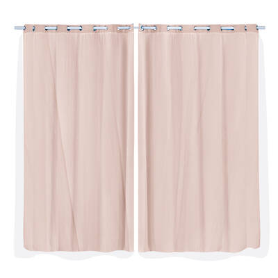 2x Blockout Curtains Panels 3 Layers with Gauze Room Darkening 180x213cm Rose
