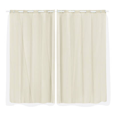 2x Blockout Curtains Panels 3 Layers with Gauze Room Darkening 180x213cm Sand