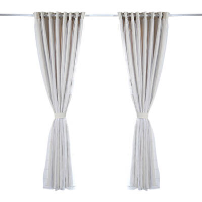 2x Blockout Curtains Panels 3 Layers with Gauze Room Darkening 240x213cm Sand
