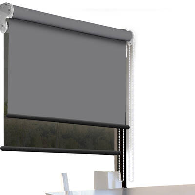 Modern Day/Night Double Roller Blind Commercial Quality 120x210cm Charcoal Black