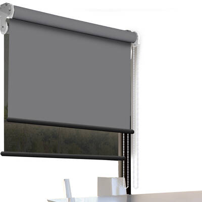 Modern Day/Night Double Roller Blind Commercial Quality 210x210cm Charcoal Black