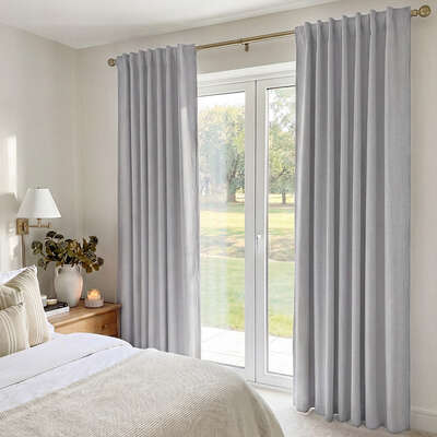 Blackout Curtains Thermal Linen Grey 2 Panels | EXTG