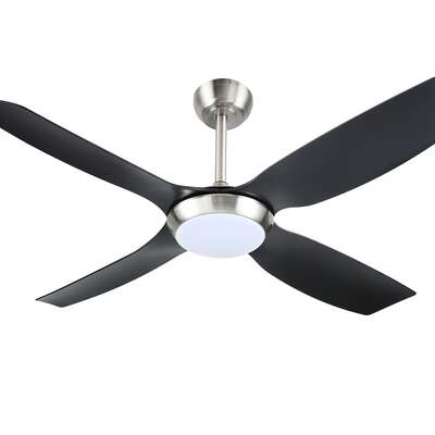 52 Inch Ceiling Fan With DC Motor, Light And Remote Control Black