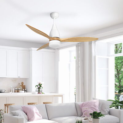 52'' Ceiling Fan Ac Motor W/Light W/Remote - Light Wood