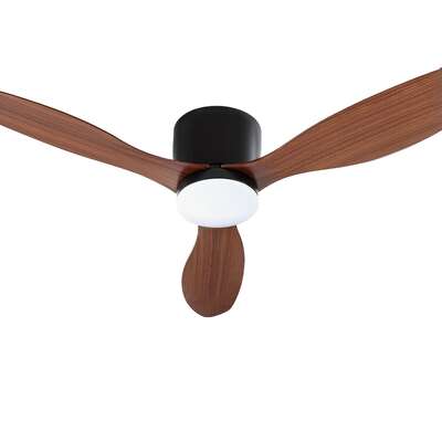 52 Inch Ceiling Fan With DC Motor, Light And Remote Control Dark Wood