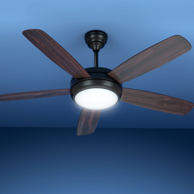 52'' Ceiling Fan with 5 Wooden Blades, LED Light, and Remote Control