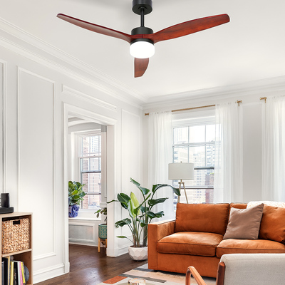 52'' Ceiling Fan Ac Motor 3 Blades W/Light - Dark Wood