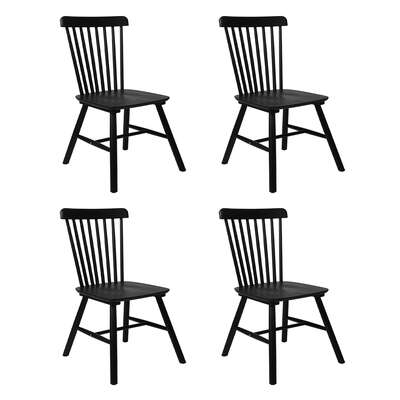Ergonomic 4x Dining Chairs Kitchen Winsor Black - High Back Support