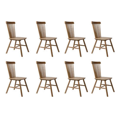 Contemporary 8x Dining Chairs Kitchen Windor Oak - Wood Finish