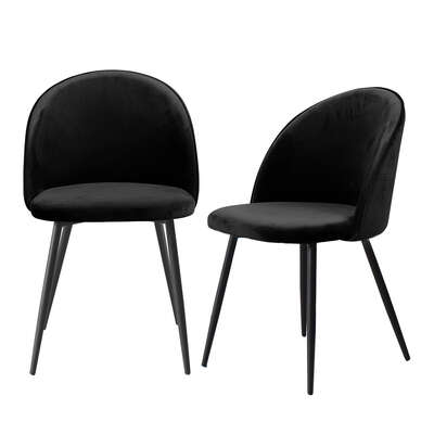 Stylish 2x Dining Chairs Kitchen Cafe Black - Multipurpose Use