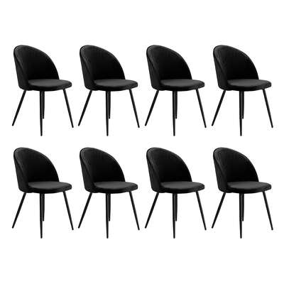 Stylish 8x Dining Chairs Kitchen Cafe Black - Durable Frame Classic