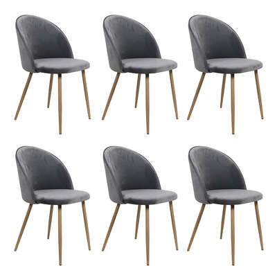 Luxury 6x Dining Chairs Seat French Grey - Space-Saving Design
