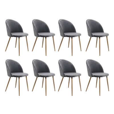 Compact 8x Dining Chairs Seat French Grey - Easy Assembly Classic