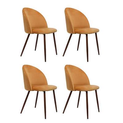 Elegant 4x Dining Chairs Seat French Mustard - Easy Assembly