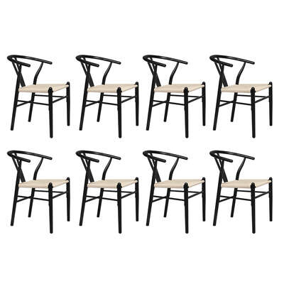Modern 8x Dining Chairs Wooden Hans Black - Durable Frame Classic