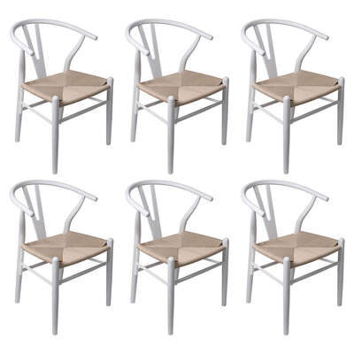 Cozy 6x Dining Chairs Wooden Hans White - Soft Cushion Classic