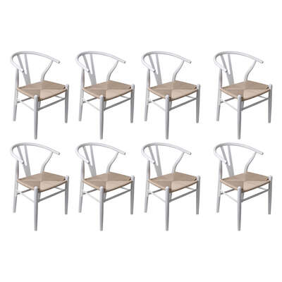 Functional 8x Dining Chairs Wooden Hans White - Foldable Function