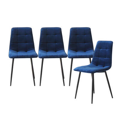 Cozy 4x Dining Chairs Kitchen Velvet Blue - Foldable Function