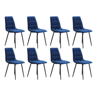 Stylish 4x Dining Chairs Kitchen Velvet Blue - Sleek Modern Look