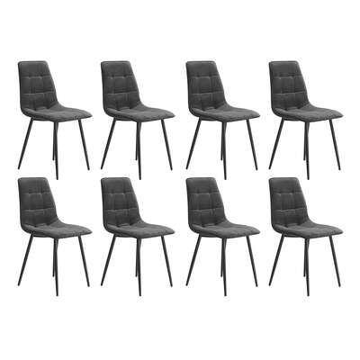 Luxury 8x Dining Chairs Kitchen Velvet Grey - Durable Frame Classic