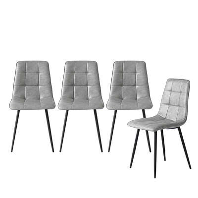 Ergonomic 4x Dining Chairs Kitchen Chair Grey  Leather - Easy