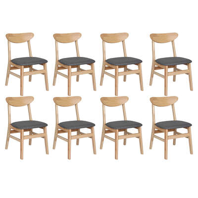 Elegant 8xDining Chairs Kitchen Chair Nature - Soft Cushion Classic