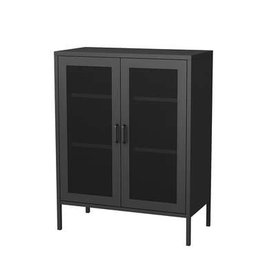 Elegant Storage Cabinet Steel Kitchen Black - Space-Saving Design