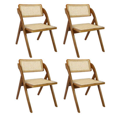 Versatile 4X Foldable Rattan Dining Chairs - Adjustable Height
