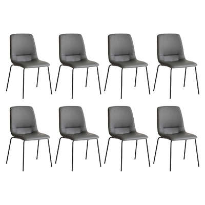 Modern Stackable Dining Chairs Kitchen Grey Set of 8 - High Back