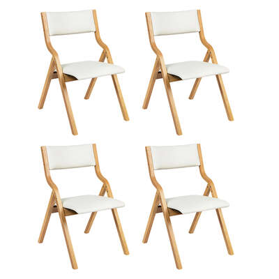 Stylish 4x Dining Chairs Foldable PU Beige - Sleek Modern Look
