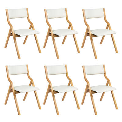 Premium 6x Dining Chairs Foldable PU Beige - Scandi Inspired Design