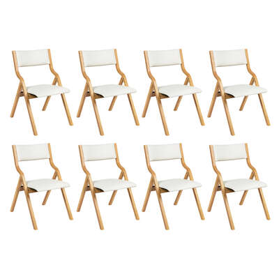 Modern 8x Dining Chairs Foldable PU Beige - Multipurpose Use