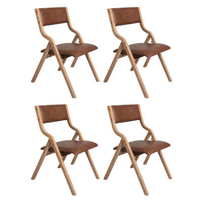 Stylish 4x Dining Chairs Foldable PU Tan - Adjustable Height