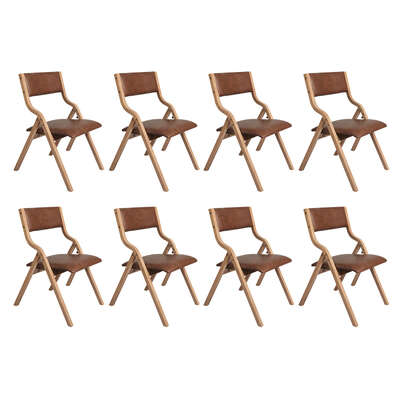 Modern 8x Dining Chairs Foldable PU Tan - Easy Assembly Classic