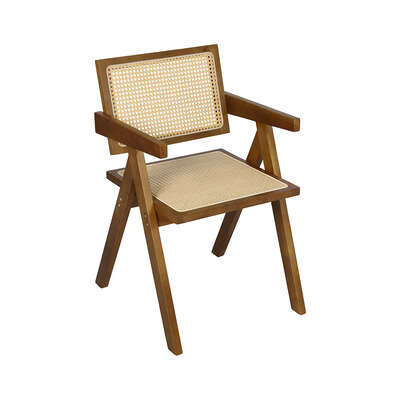 Modern 1x Walnut Wicker Armchair Dining Chair - Premium Quality Build