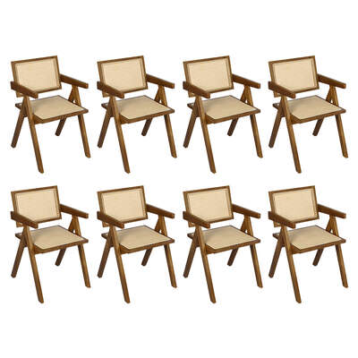 Premium 8x Walnut Wicker Armchair Dining Chair - Durable Frame