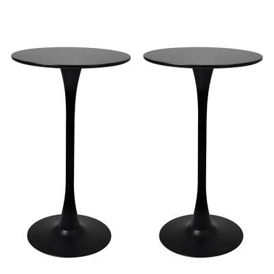 Contemporary 2x Round Bar Table Pub Tables Black - Easy Assembly