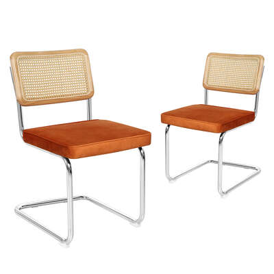Functional 2xRattan Chair Dining Chairs Orange - Soft Cushion