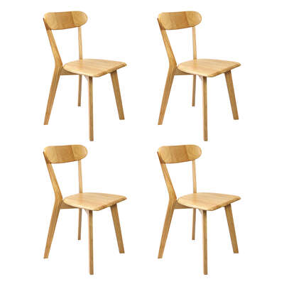 Minimalist 4x Dining Chairs Wooden Kitchen Chair - Scandi Inspired