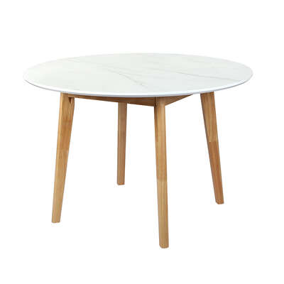 Versatile Dining Table Round Rubberwood Base 120cm White 120 CM