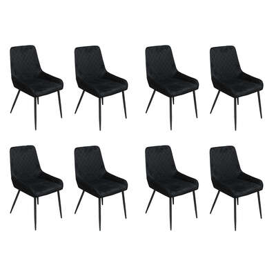 Stylish Dining Chairs x 8 Padded Seat Soft Velvet - Sleek Modern Look