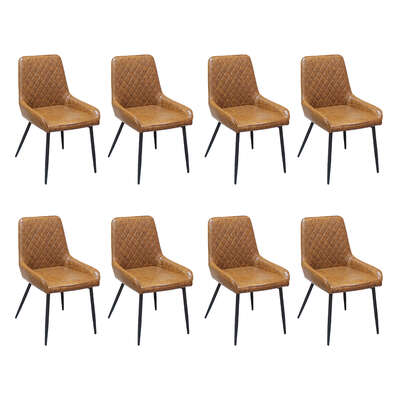 Functional Dining Chairs x 8 Padded Seat PU  Leather - Premium